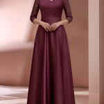فستان سهرة طويل ضيق بتصميم دانتيل على العنق - مناسب للحفلات والزفاف والحفلات الراقصة والارتداء على مدار السنة | فستان بلون موحد قابل للغسيل الآلي للمناسبات العادية أو الخاصة