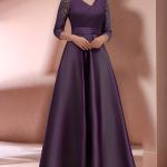 فستان سهرة طويل ضيق بتصميم دانتيل على العنق - مناسب للحفلات والزفاف والحفلات الراقصة والارتداء على مدار السنة | فستان بلون موحد قابل للغسيل الآلي للمناسبات العادية أو الخاصة