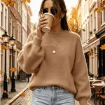 كنزة نسائية ناعمة ومريحة، فضفاضة بتصميم أنيق للخريف والشتاء، مناسبة للحفلات والعطلات والملابس الكاجوال الأنيقة