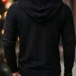 قميص رياضي بغطاء رأس ورباط سحب من ROYALBOY من قماش الجاكار المنسوج بملمس بارز وأكمام مخططة، ملابس شوارع عصرية كاجوال للأنشطة الخارجية ووقت الفراغ اليومي
