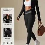 طقم ملابس رياضية نسائية من Soyun مكون من 2 قطعة، جاكيت يوجا مع بنطال طويل بقصة ضيقة، تصميم كارديجان بألوان متباينة، مناسب لليوجا واللياقة البدنية والتنس والجولف، متعدد الاستخدامات للارتداء اليومي، هدية رائعة للعطلات