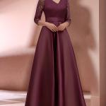 فستان سهرة طويل ضيق بتصميم دانتيل على العنق - مناسب للحفلات والزفاف والحفلات الراقصة والارتداء على مدار السنة | فستان بلون موحد قابل للغسيل الآلي للمناسبات العادية أو الخاصة