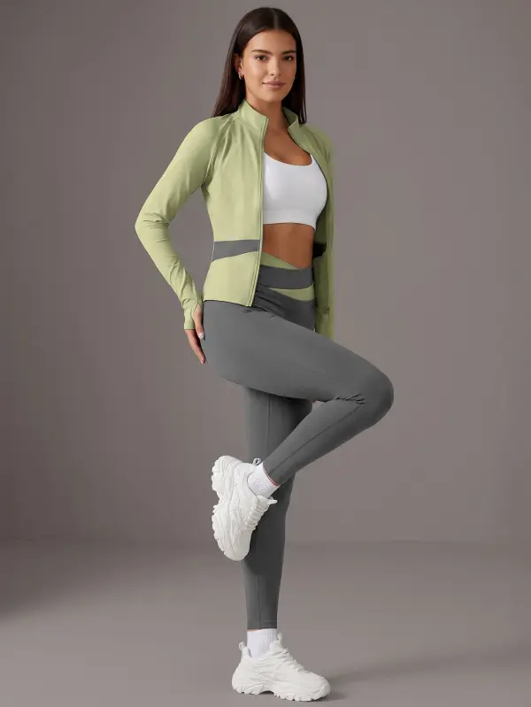 طقم ملابس رياضية نسائية من Soyun مكون من 2 قطعة، جاكيت يوجا مع بنطال طويل بقصة ضيقة، تصميم كارديجان بألوان متباينة، مناسب لليوجا واللياقة البدنية والتنس والجولف، متعدد الاستخدامات للارتداء اليومي، هدية رائعة للعطلات