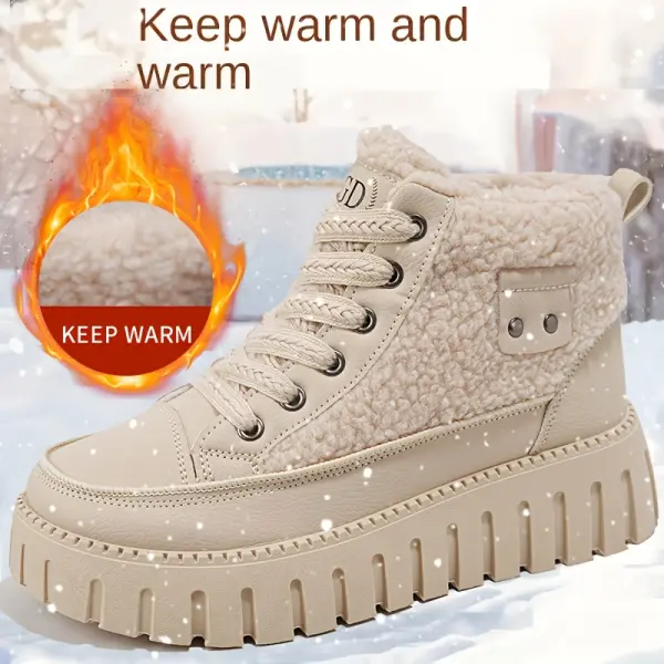 زوج أحذية نسائية شتوية بطانة فرو ونعل سميك، كاجوال ورياضية، دافئة ومتعددة الاستخدامات