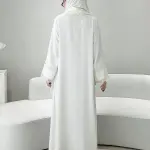 قطعتان طقم فستان روب بتطريز دانتيل وتشكيلة قماش أنيق للنساء لموسم الربيع والصيف بمقاس أكبر للقصة العادية