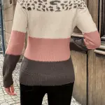 سترة نسائية طويلة الأكمام بتصميم أنيق وعصري بطبعة الفهد لمهرجانات الموسيقى الريفية الفرنسية، مناسبة لفصلي الخريف والشتاء